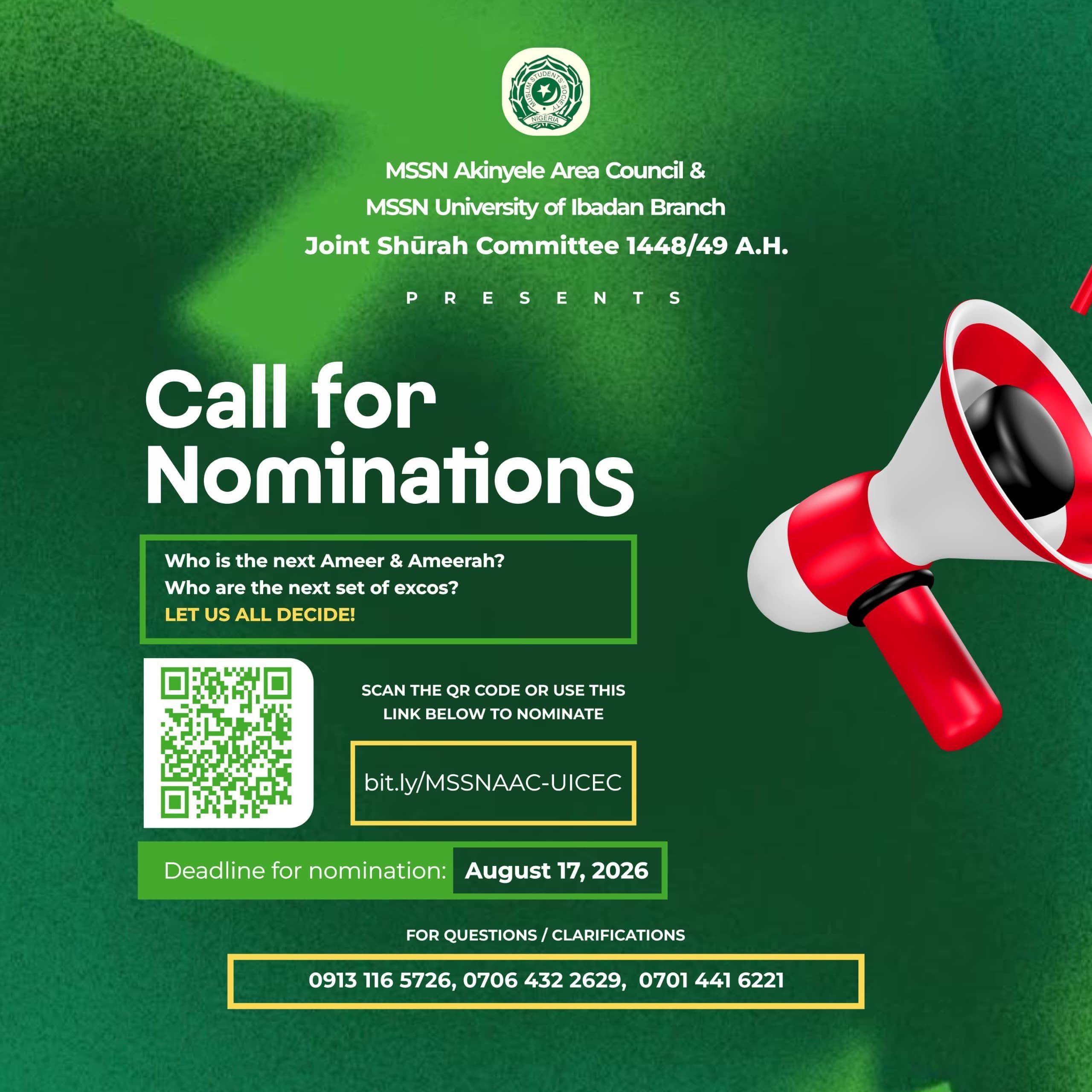 Joint Shurah Committee Opens Nominations for 1448/49 MSSNAAC, MSSNUI Executives