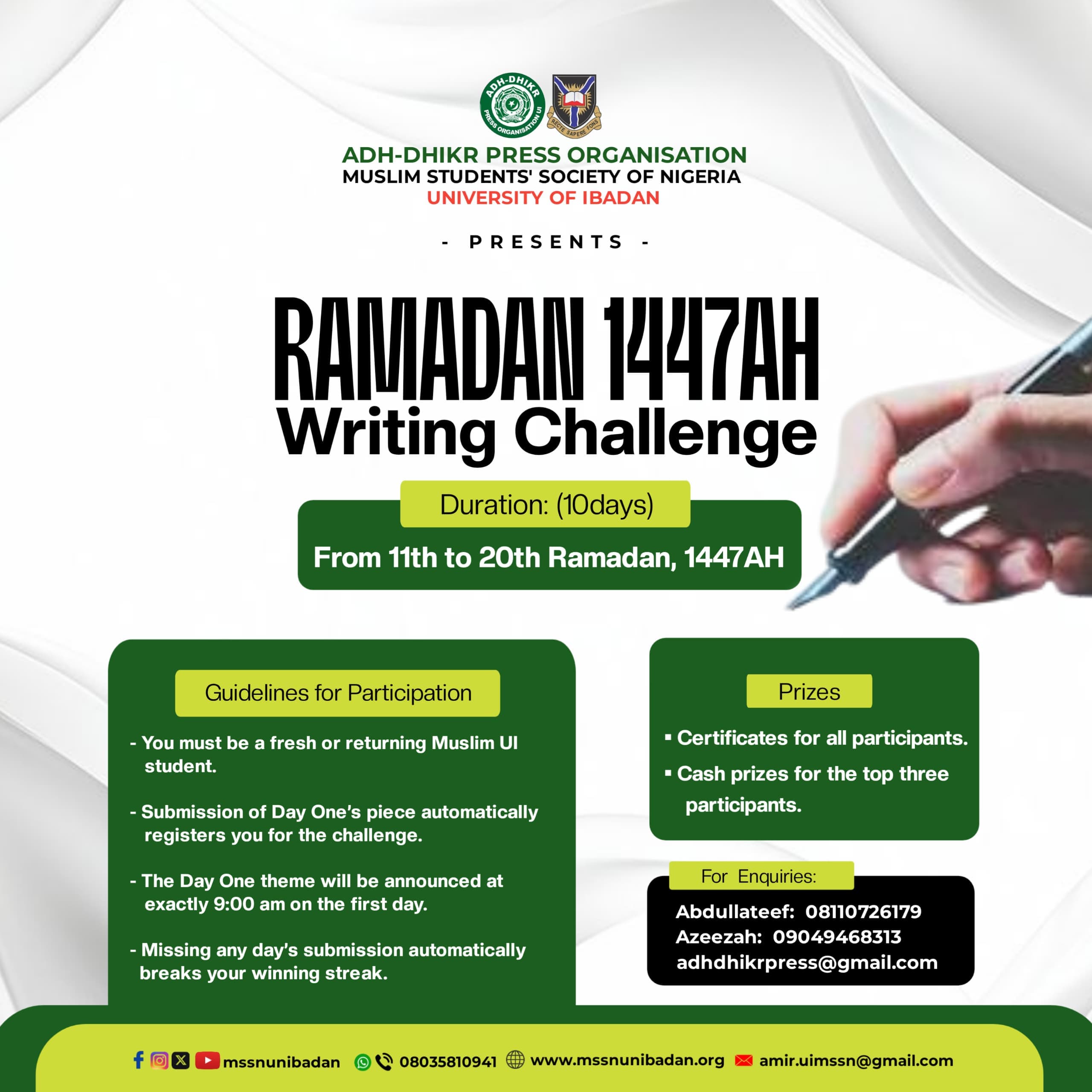 Adh-Dhikr Press Organisation Unveils Guidelines for 1447AH Ramadan Writing Challenge